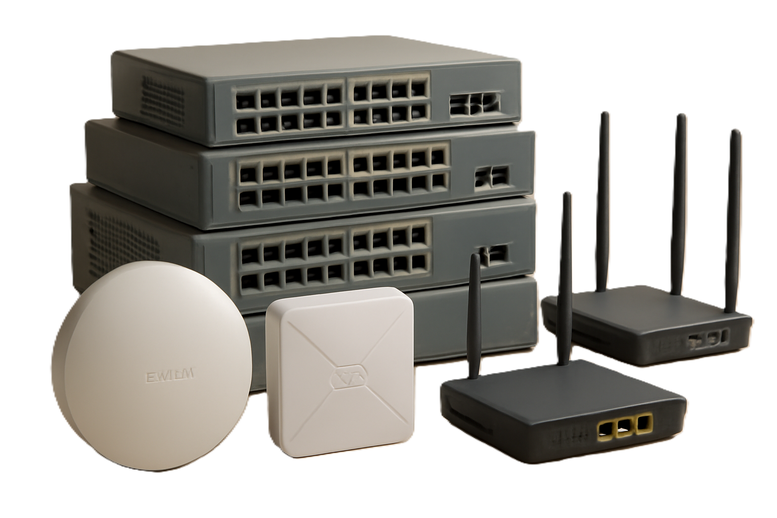 Image of Ruijie switches, Wi-Fi access points, and routers for SMEs and enterprises