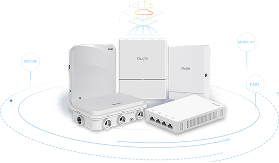 Ruijie Networks solutions in Malaysia with servers, Wi-Fi, and cloud elements